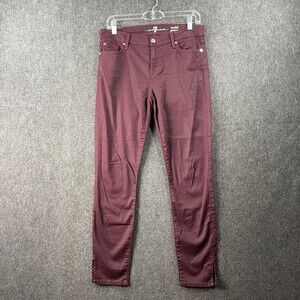7 For All Mankind Ankle Gwenevere Womens Jeans Maroon Pants Size 29 EUC